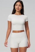 Fitglutes activewear The Rapture T-shirt and shorts 2-piece set, stylish gymwear with matching athletic T-shirt and shorts for workout.