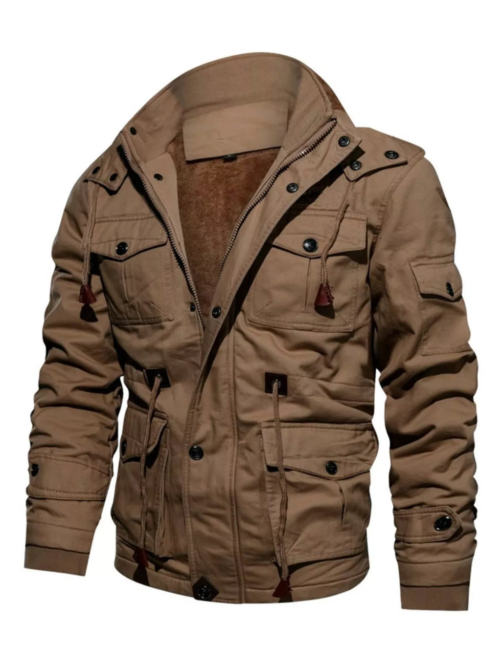 Men's plus size warm winter coat with zip-up front, insulated and stylish, from Shopimist, suitable for cold weather.