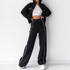 Relaxed Tie-Waist Hoodie Tracksuit Set