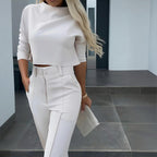 Women's elegant solid color half sleeve short top from FitiqueFit, casualwear with a stylish and comfortable fit.