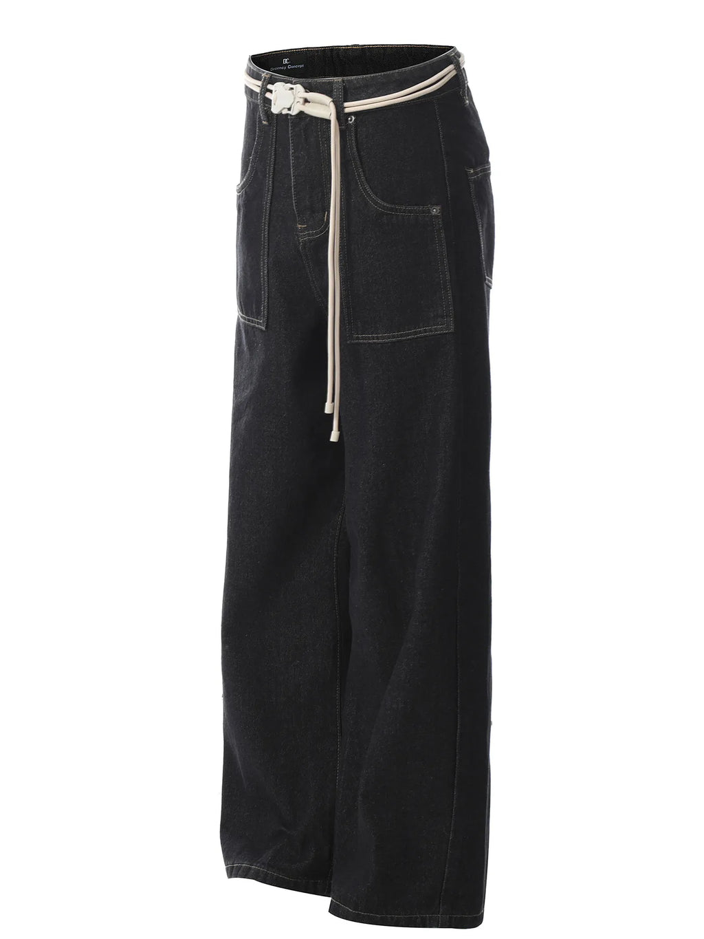 Men's high-waisted wide-leg jeans by Trendsi, featuring a relaxed fit and classic denim look with visible stitching and pockets.