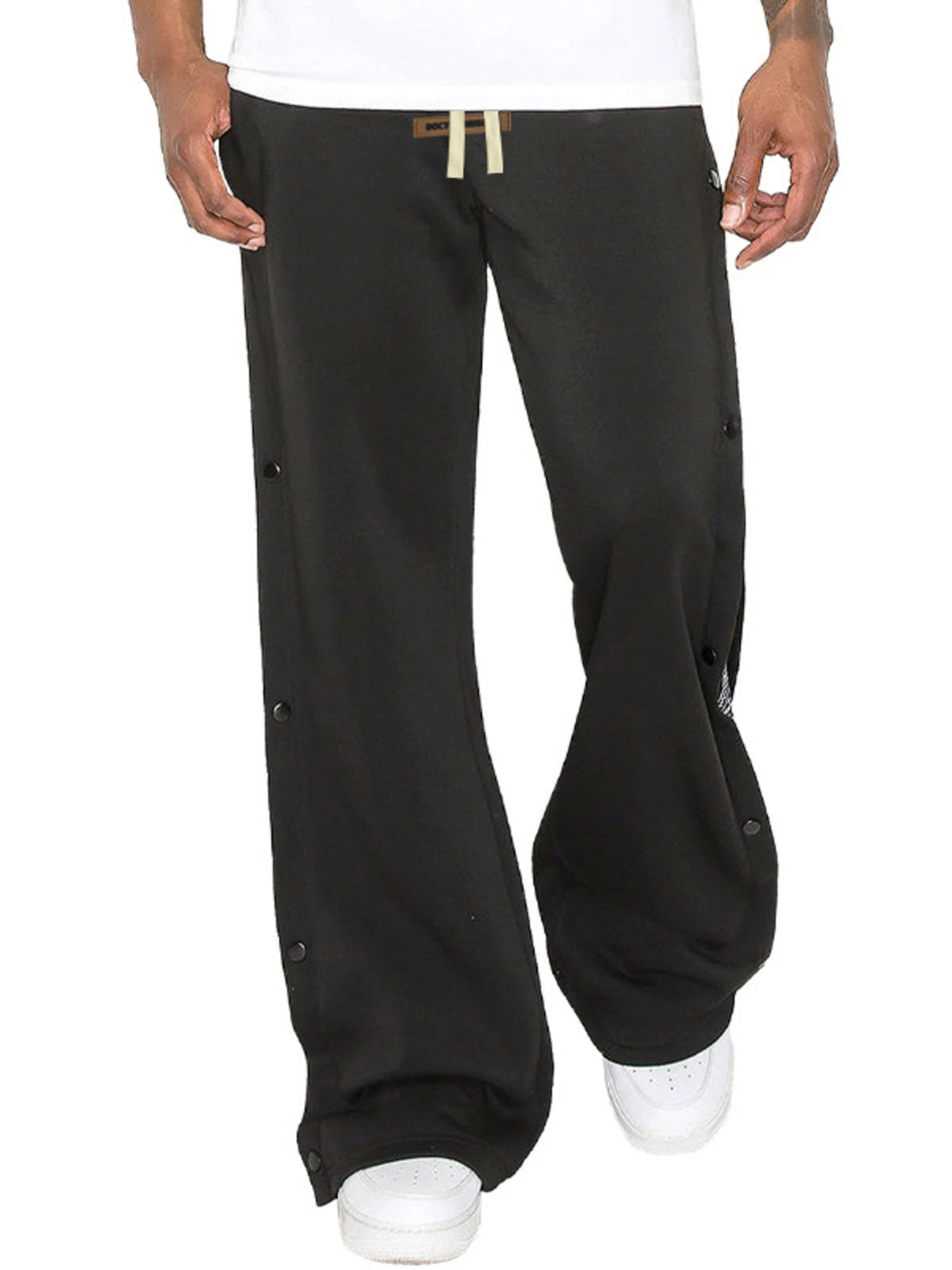 Plus size men's full-length pants with side snap buttons from Plush Fashion Hub, featuring a comfortable fit and casual style.