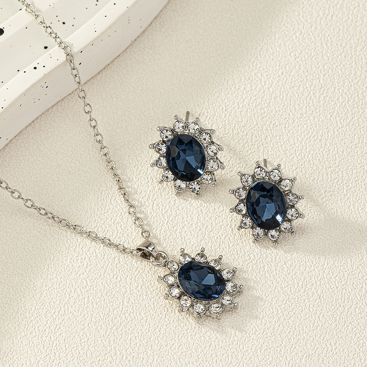 Sunflower zircon ear studs and necklace set from Plush Fashion Hub, featuring gold-tone jewelry with sunflower and zircon details.