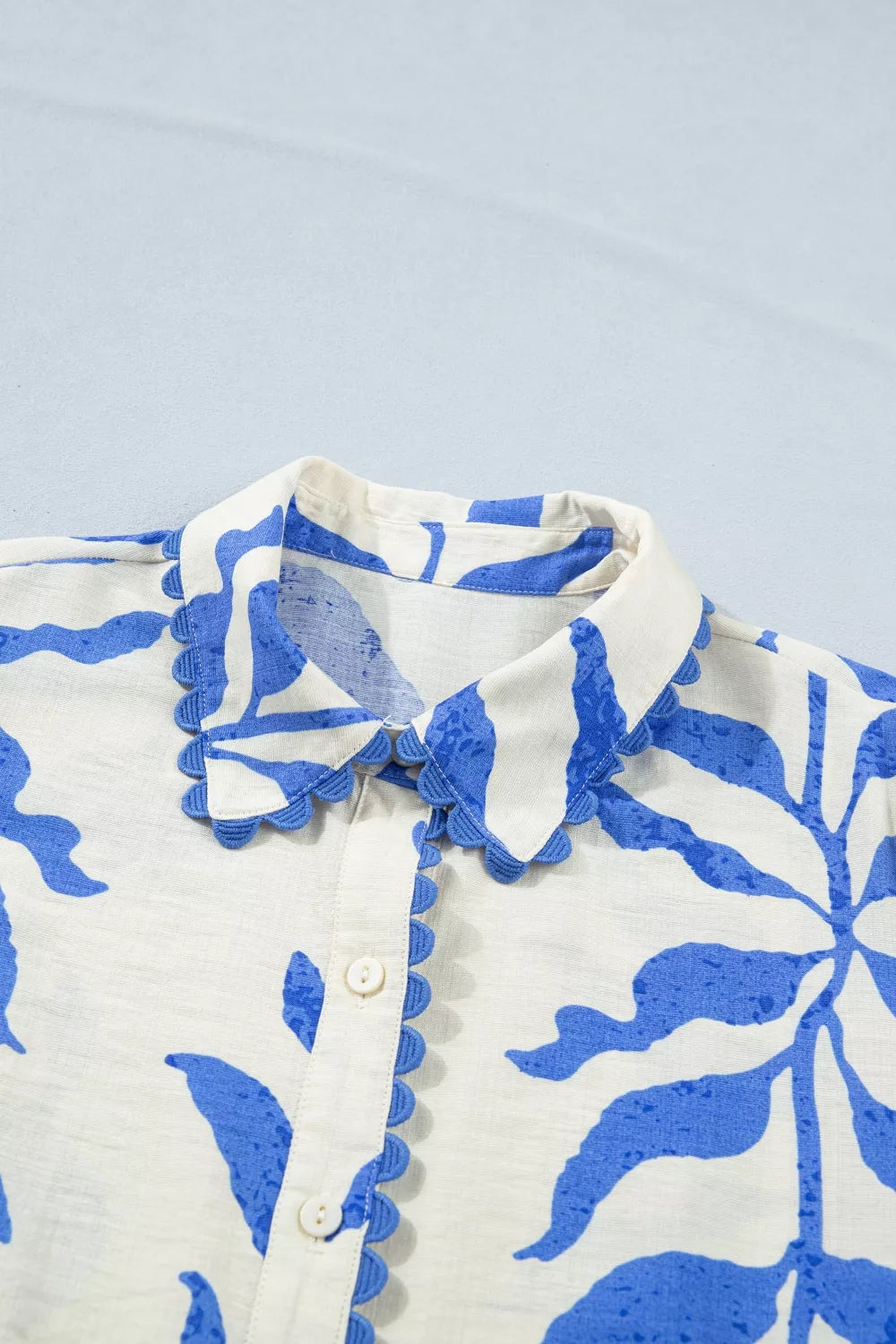 Leafy botanical print Shopimist maxi dress with side tie, button-down front, and flowy silhouette perfect for casual or summer wear.