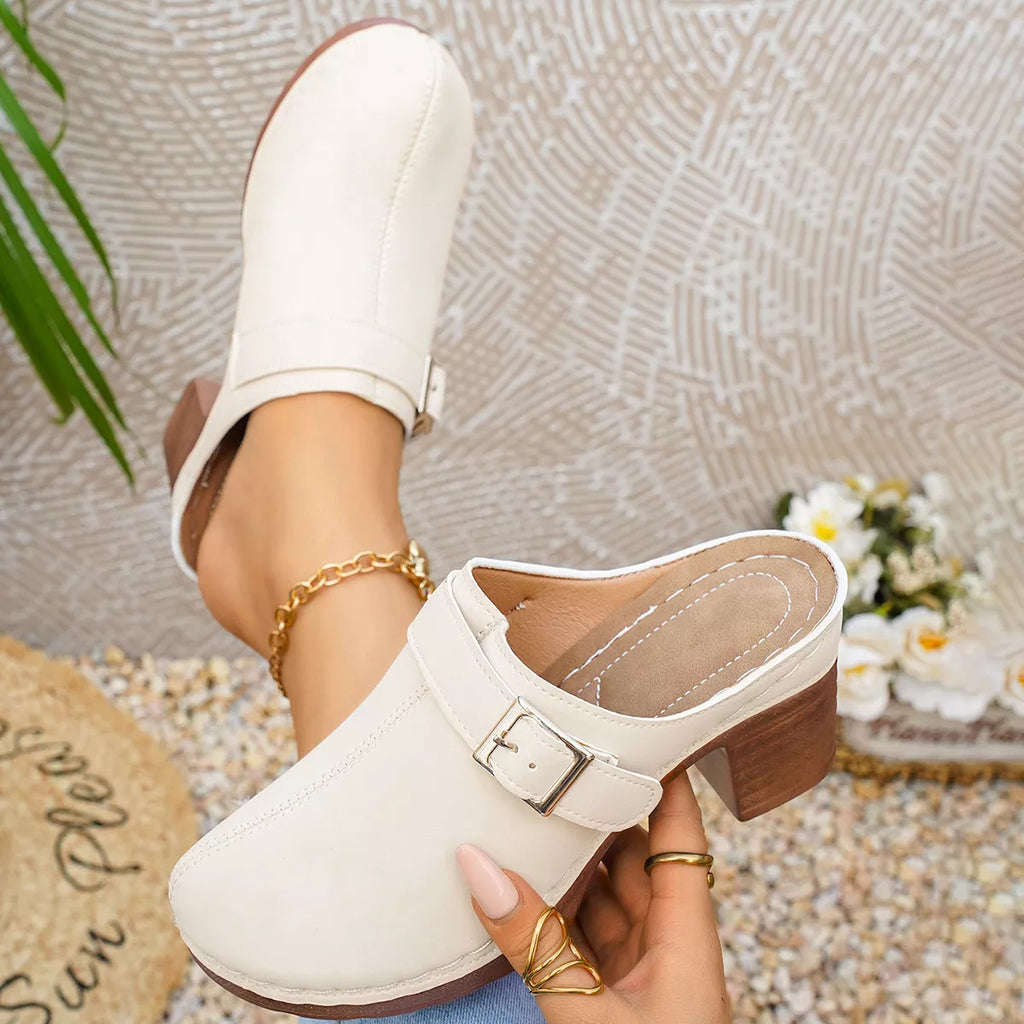 Shopimist round toe block heel sandals featuring stylish design and comfortable heel height, perfect for casual or dressy occasions.