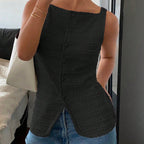 Trendy square neck button-up vest top by Plush Fashion Hub, casual Y2K going-out tank top in stylish design.
