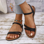Shopimist open toe flats sandals with stylish straps and comfortable sole, perfect for casual summer wear.