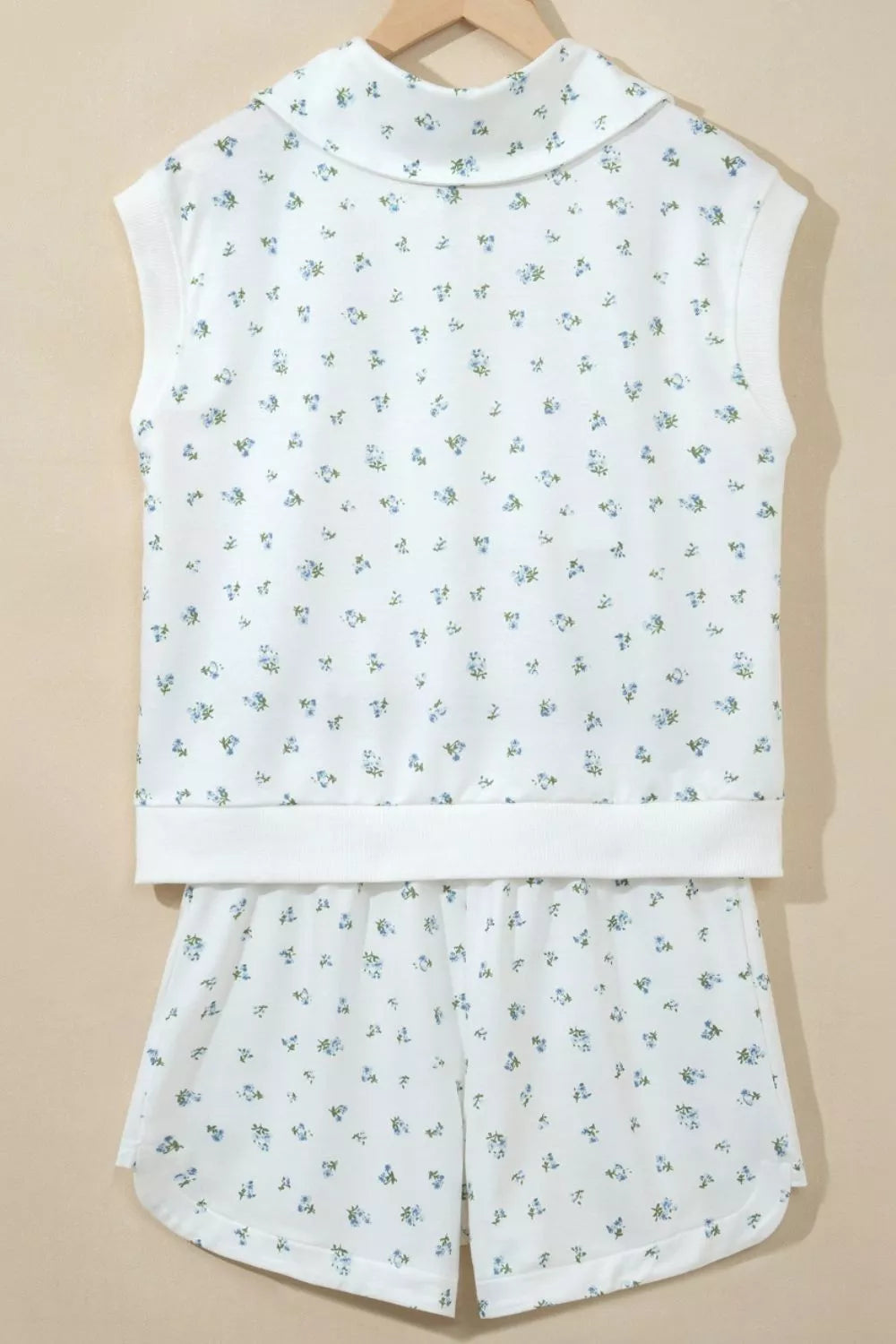 Floral print half zip top with matching shorts set by Shopimist, casual summer outfit, lightweight fabric, stylish and comfortable.