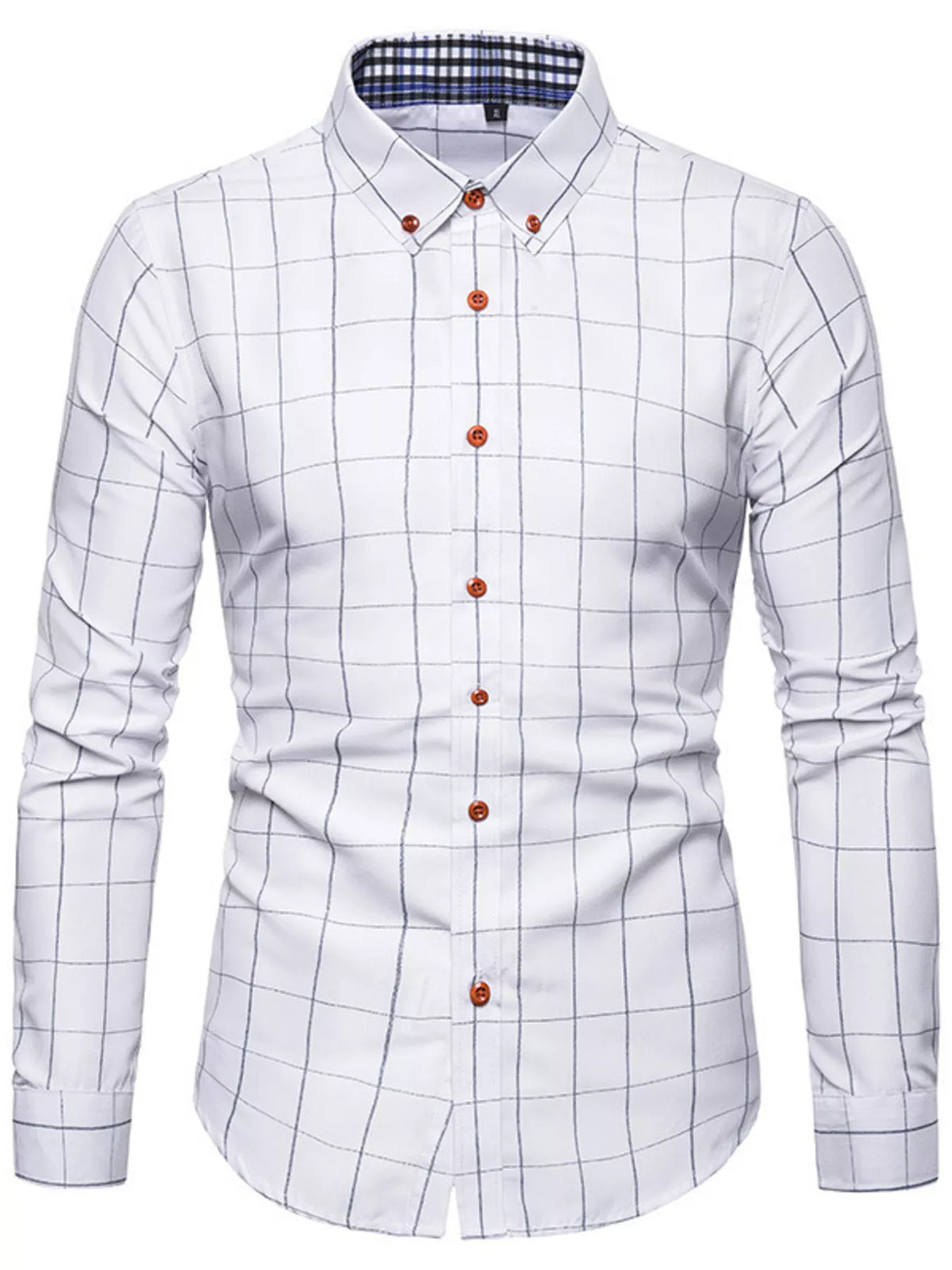 Plus size men's plaid button-down shirt by Plush Fashion Hub, featuring a classic design and button-front closure.