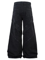 Men's wide leg denim jeans by Plush Fashion Shop, showing the relaxed fit and classic blue denim fabric.