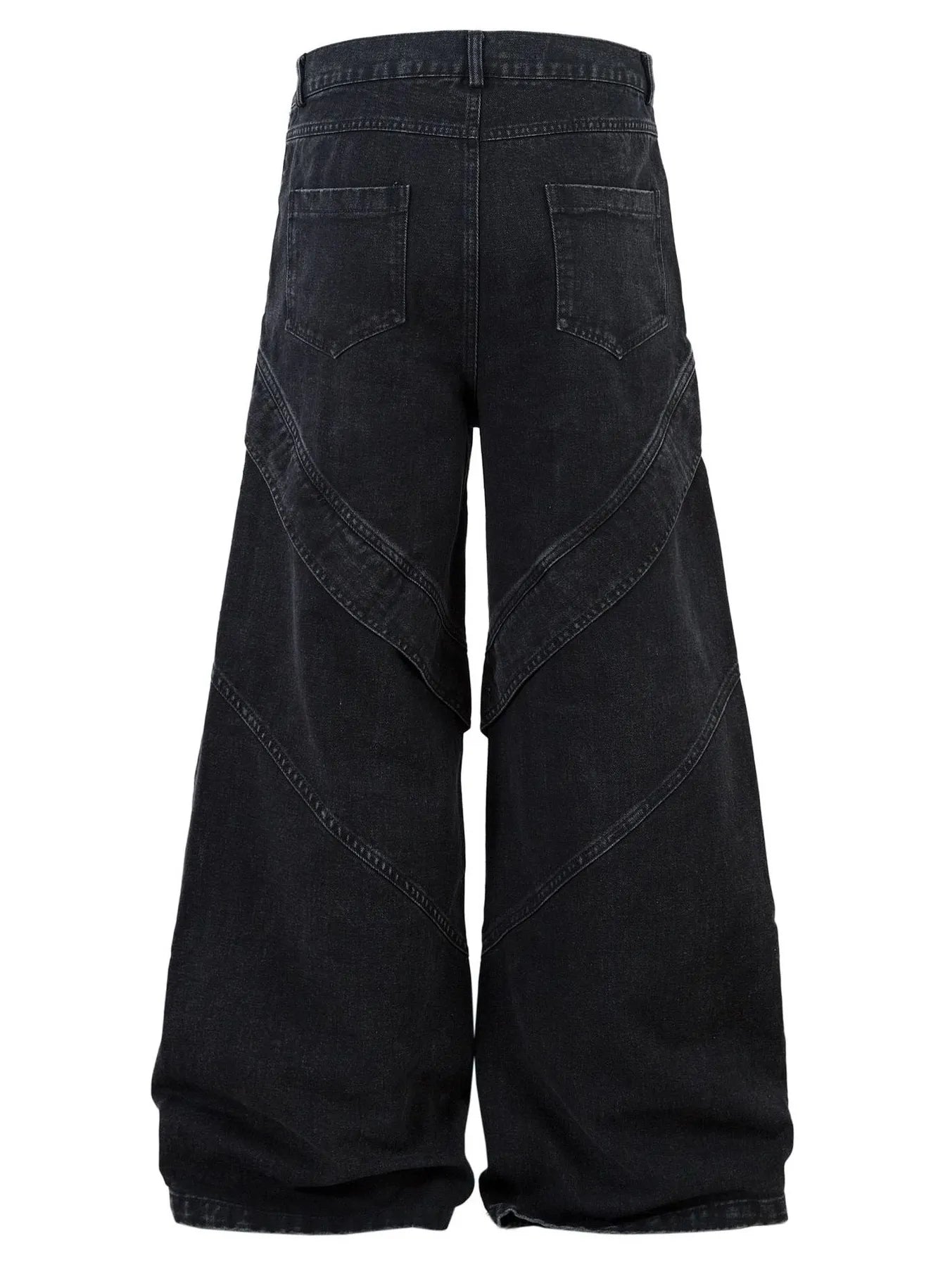 Men's wide leg denim jeans by Plush Fashion Shop, showing the relaxed fit and classic blue denim fabric.