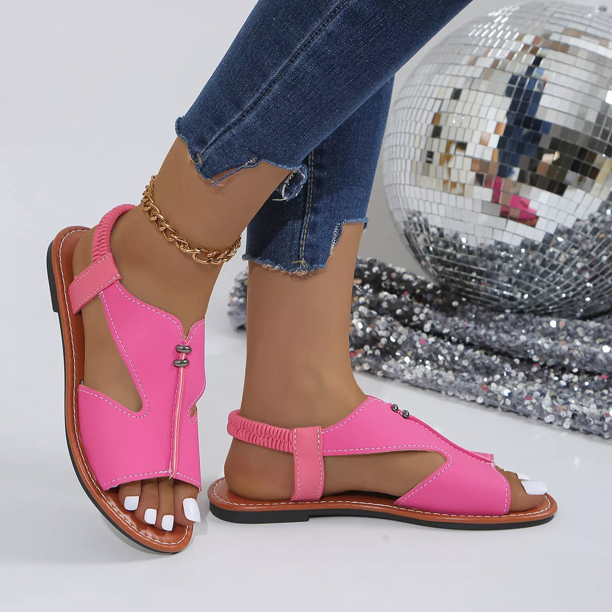 Shopimist open toe flats sandals with sleek design, featuring minimal straps and comfortable sole for casual summer wear.