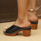 Shopimist open toe block heel sandals with stylish straps and chunky heels, perfect for summer or casual wear.