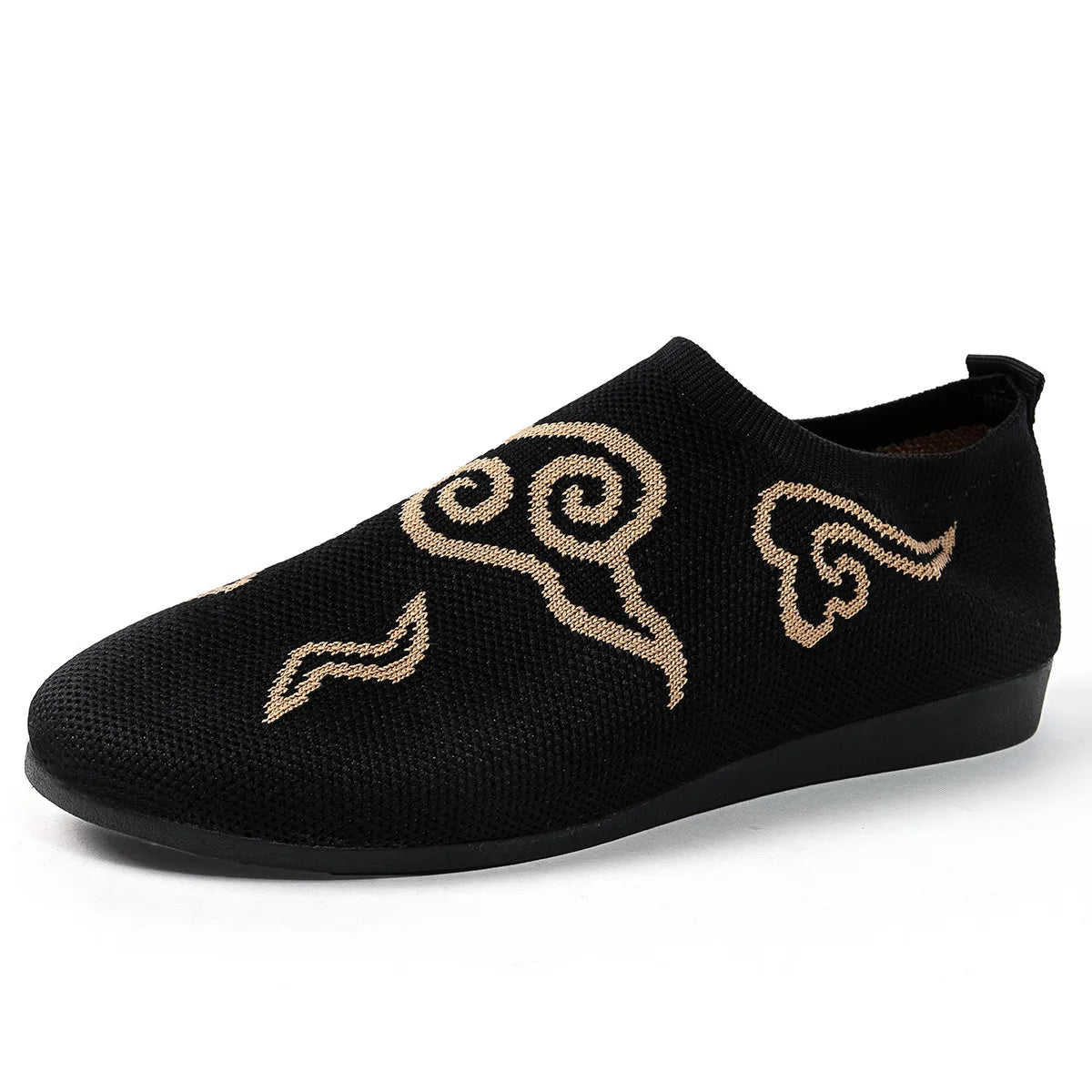Knit cloud pattern flat loafers from Trendsi, stylish footwear with soft knitted design and comfortable slip-on style.