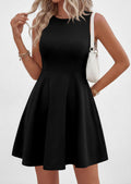 FitiqueFit off-the-shoulder sleeveless casual dress with fitted waist, A-line silhouette, and ruffle hem.