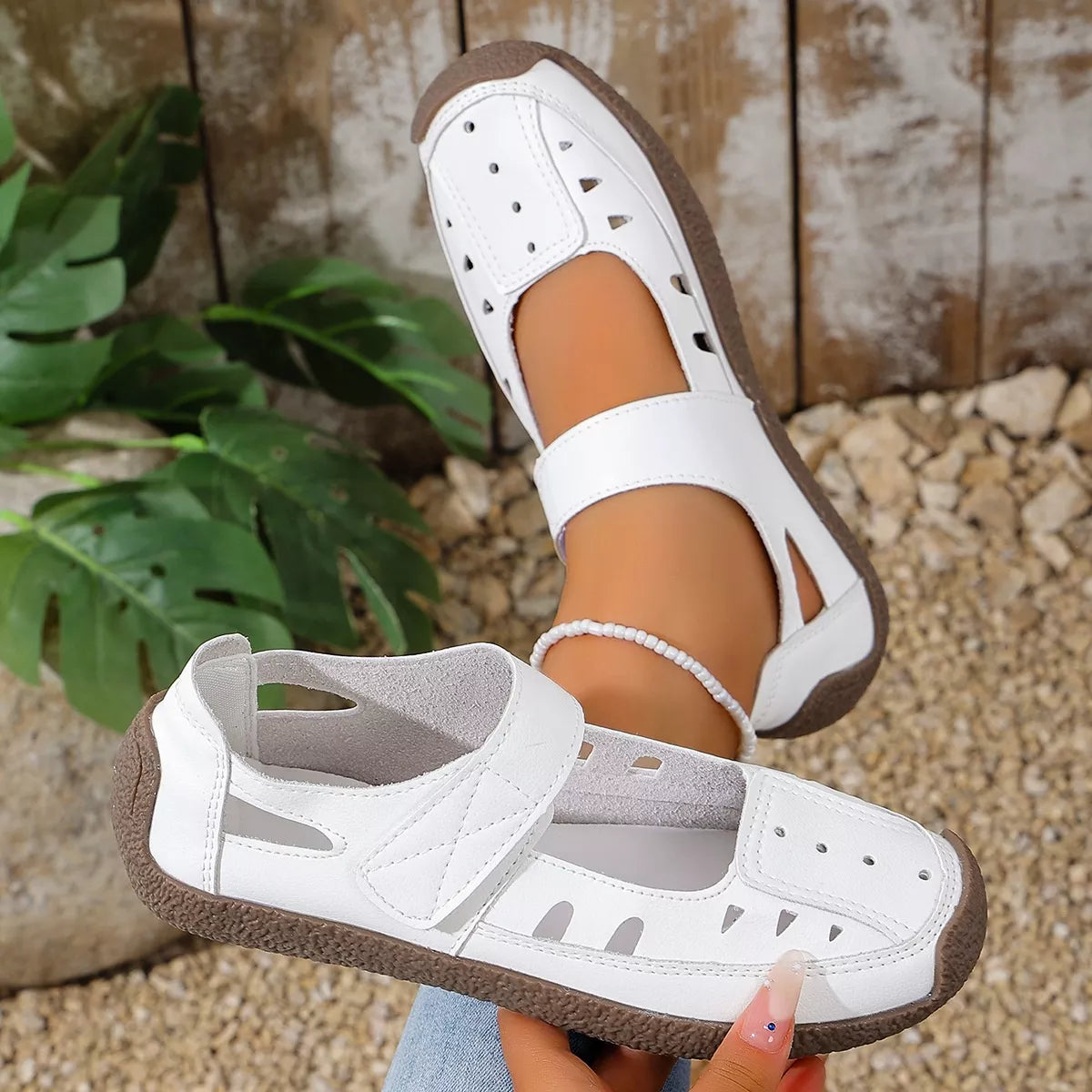 Round toe platform slip-on shoes in trendy footwear style with a sleek design, perfect for casual or chic outfits.