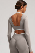 Fitglutes Activewear long sleeve crop top and leggings 2-piece set, stylish gymwear and workout clothes for active fitness routines.