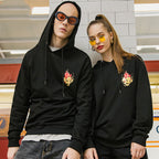 Matching unisex couple hoodies from FitiqueFit, casualwear pullover sweatshirts for lovers, featuring a cozy, stylish design.