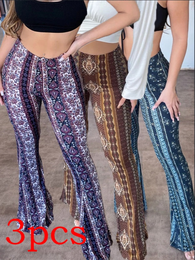 Slim, high-elastic print tight pants for women featuring a sleek, form-fitting design from Plush Fashion Hub.