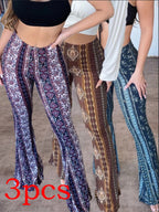 Slim, high-elastic print tight pants for women featuring a sleek, form-fitting design from Plush Fashion Hub.