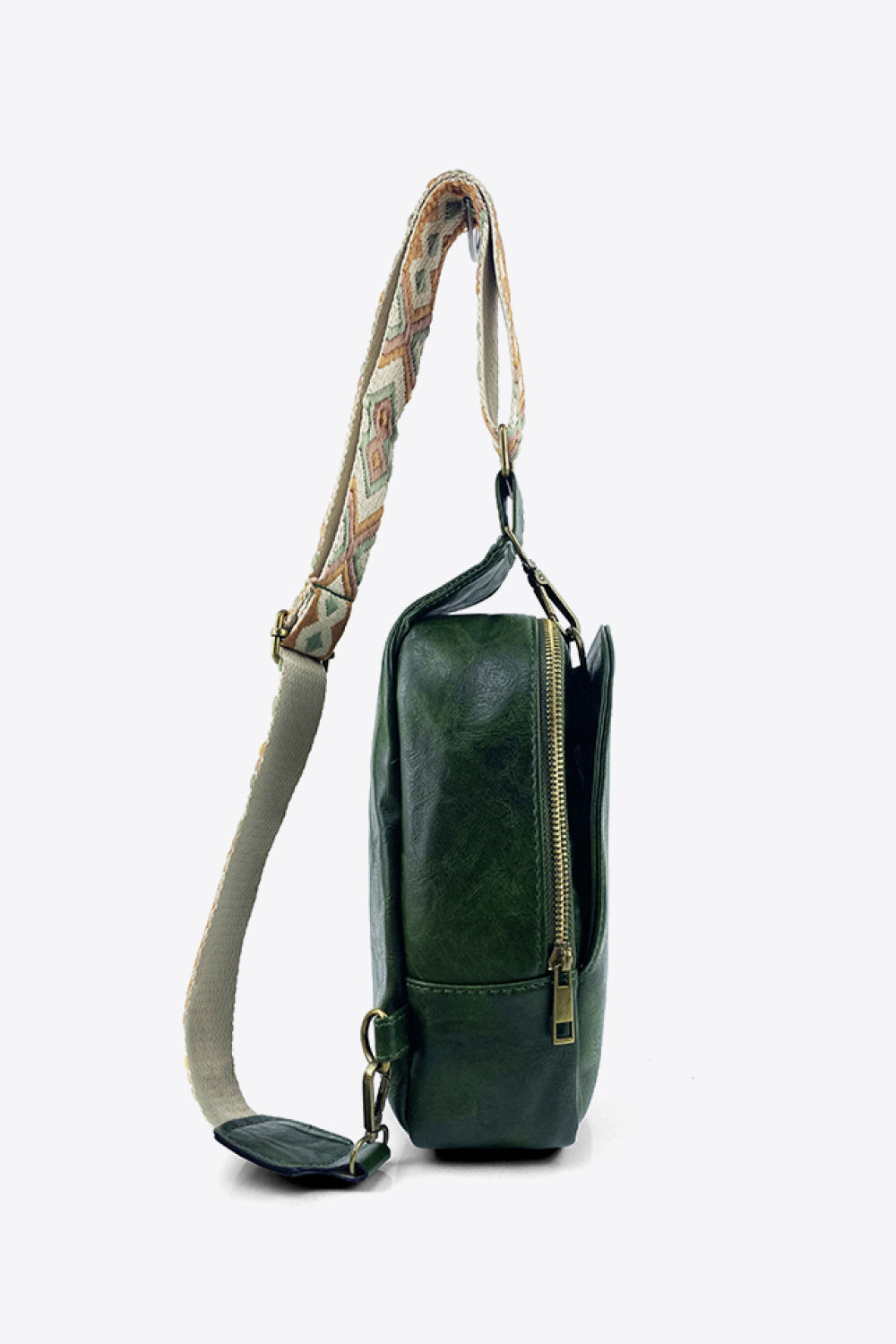 Adjustable strap PU leather sling bag with a random pattern, trendy design, and compact style for everyday use.