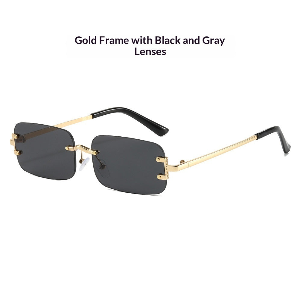 FitiqueFit frameless rimless sunglasses with elegant Western style, featuring sleek lenses and minimalist design.