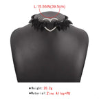 Gothic black choker necklace with bat wing and heart pendant, Shopimist Gothic Bat Wing Heart Choker Necklace on a white background.