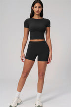 Fitglutes Activewear The Rapture T-shirt and shorts 2-piece set, stylish gymwear and sportswear for workout or casual wear.