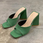 Comfortable large size high heel women's fashion shoes with stylish design, featuring a chunky heel and sleek finish by Plush Fashion Hub.