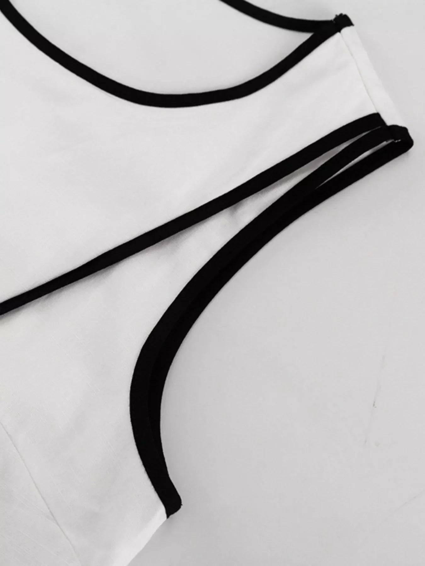 Contrast trim sleeveless top and wide-leg pants set by Shopimist, featuring stylish design and comfortable fit.