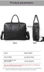 Men's leather briefcase by Plush Fashion Hub, horizontal cowhide handbag with large capacity and sturdy design.