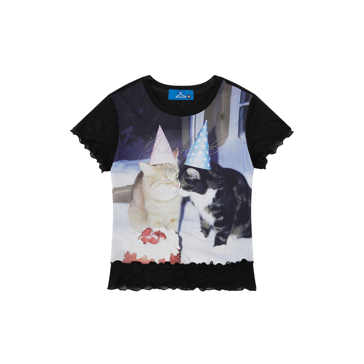 Women’s casual short sleeve T-shirt featuring a birthday cat graphic by Plush Fashion Hub, perfect for a relaxed, stylish look.