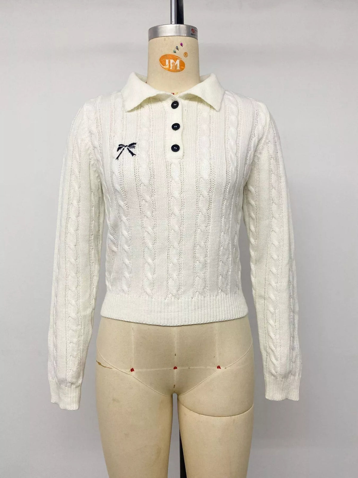 Plush Fashion Hub cable knit long sleeve sweater, cozy shirt with textured knit pattern and ribbed cuffs, in neutral color.