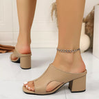 Open toe block heel sandals by Shopimist featuring stylish straps and a comfortable chunky heel.