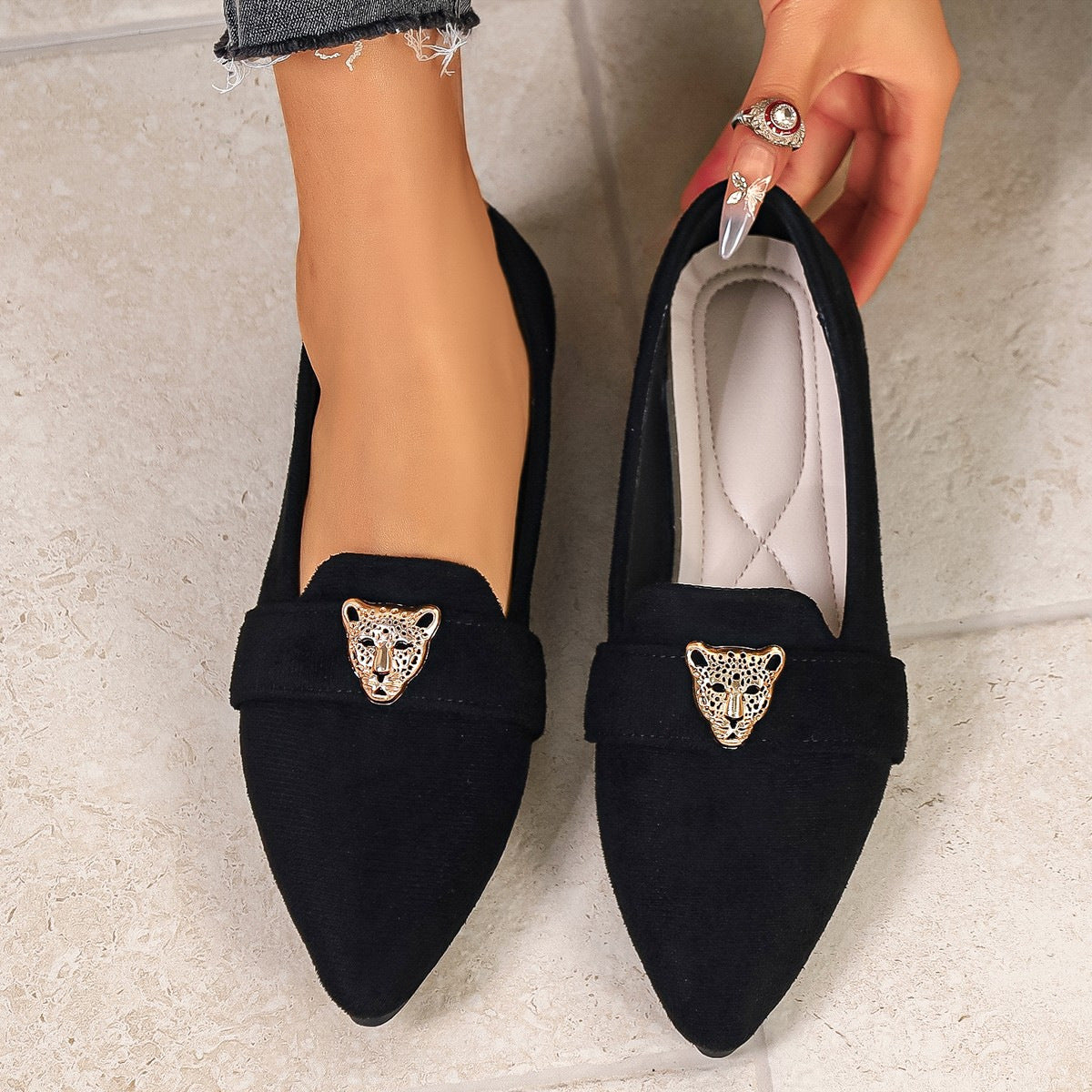Point toe slip-on footwear by Trendsi featuring a sleek design and comfortable fit, shown on a clean white background.