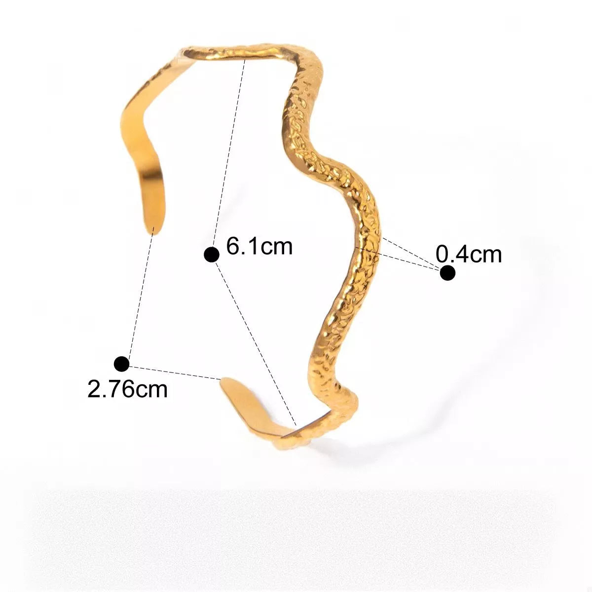 18K gold-plated stainless steel open ring with sleek design, featuring a polished finish and adjustable fit.