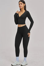 Fitglutes Activewear long sleeve crop top with fitted design and sporty style, perfect for gym and workout sessions.