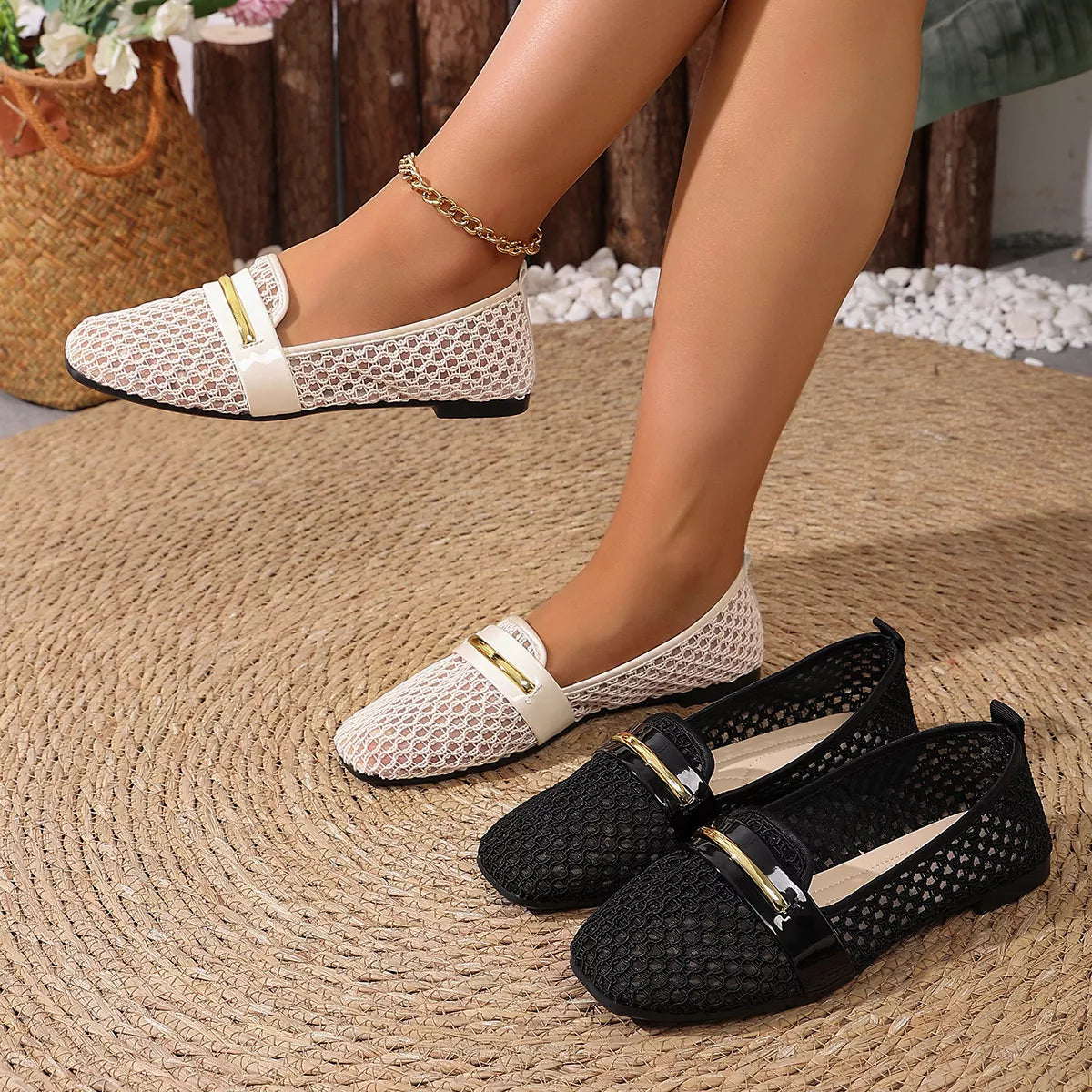 Square toe slip-on tops by Trendsi, featuring a stylish design with a sleek square toe shape, shown in the image.