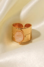 18K gold-plated wide open ring with a sleek, minimalist design, showcasing shiny gold finish and contemporary style.