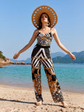 Plus size women's casual swimwear set by FitiqueFit, featuring a stylish bikini top and high-waisted bottom for beach vacation.