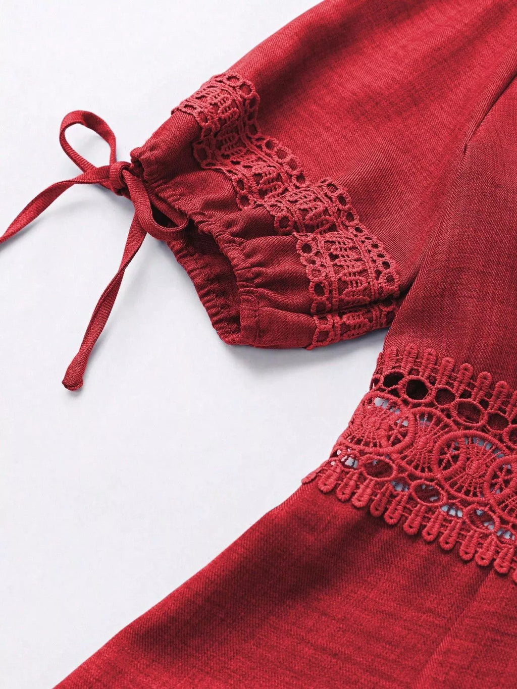 Lace detail v-neck mini dress by Shopimist featuring a fitted silhouette and elegant design, displayed on a hanger.
