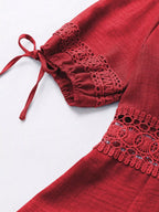 Lace detail v-neck mini dress by Shopimist featuring a fitted silhouette and elegant design, displayed on a hanger.