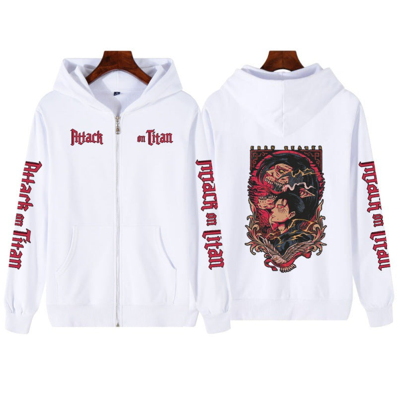 Unisex printed zipper sweater hoodie coat from Plush Fashion Hub, streetwear style with colorful design and front zipper closure.