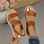 Open toe wedge sandals by Shopimist featuring a stylish design with a comfortable cork wedge heel and ankle straps.