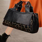 Chic Genuine Leather Large Capacity Handbag Women's Bag Fashion Leopard Print Tote Bag Soft Leather Lady Bag