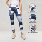FitiqueFit plaid peach print high-waist yoga leggings with tummy control, slim fit fitness leggings for workout and casual wear.