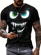 Men's 3D Evil Smile Streetwear T-shirt by FitiqueFit featuring a graphic short sleeve design with a bold, edgy smile print.