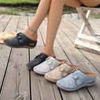 Shopimist floral decor round toe sandals with colorful flower accents and comfortable sole, perfect for casual summer wear.
