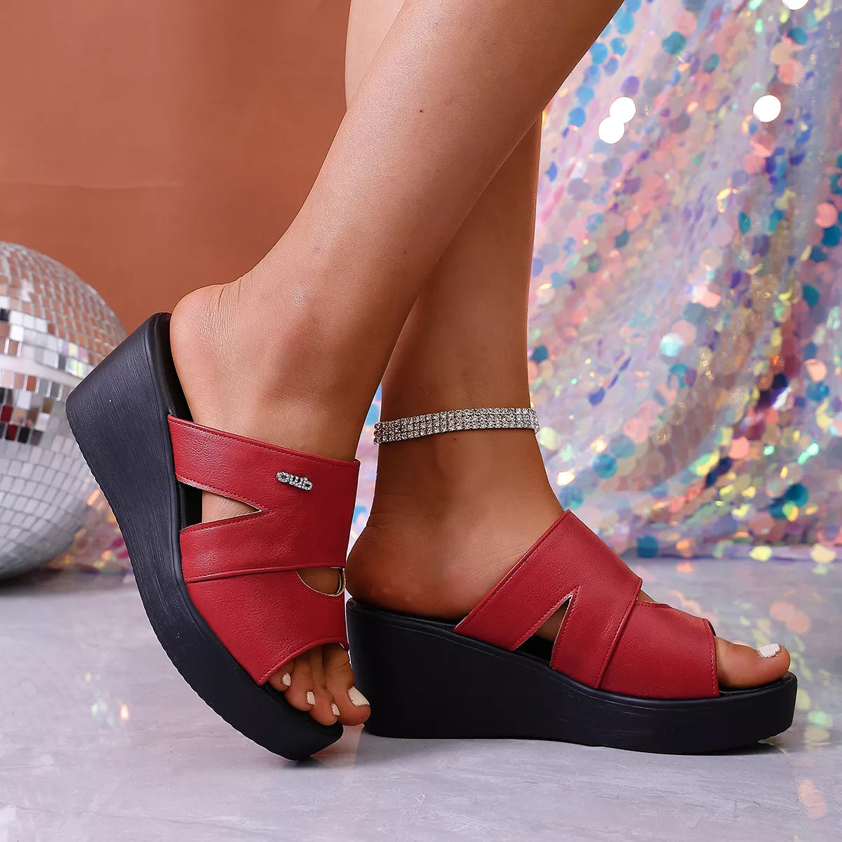 Open toe wedge sandals by Trendsi featuring a strappy design and comfortable platform heel, perfect for summer casual wear.