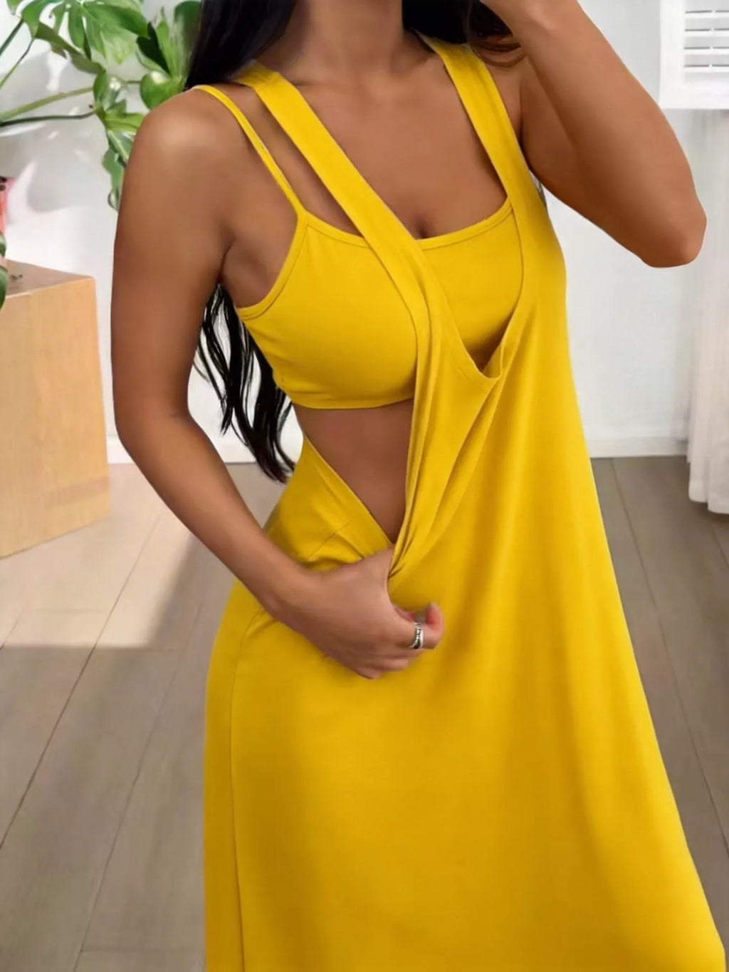 Shopimist scoop neck cami and maxi dress set, two-piece outfit featuring a fitted cami top and flowing maxi skirt in soft fabric.